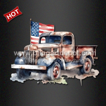 July 4th Truck Vinyl Heat Transfer DTF Design